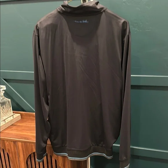 Men's Black Travis Mathew Zip-Up Jacket with Blue Trim - Picture 6 of 6